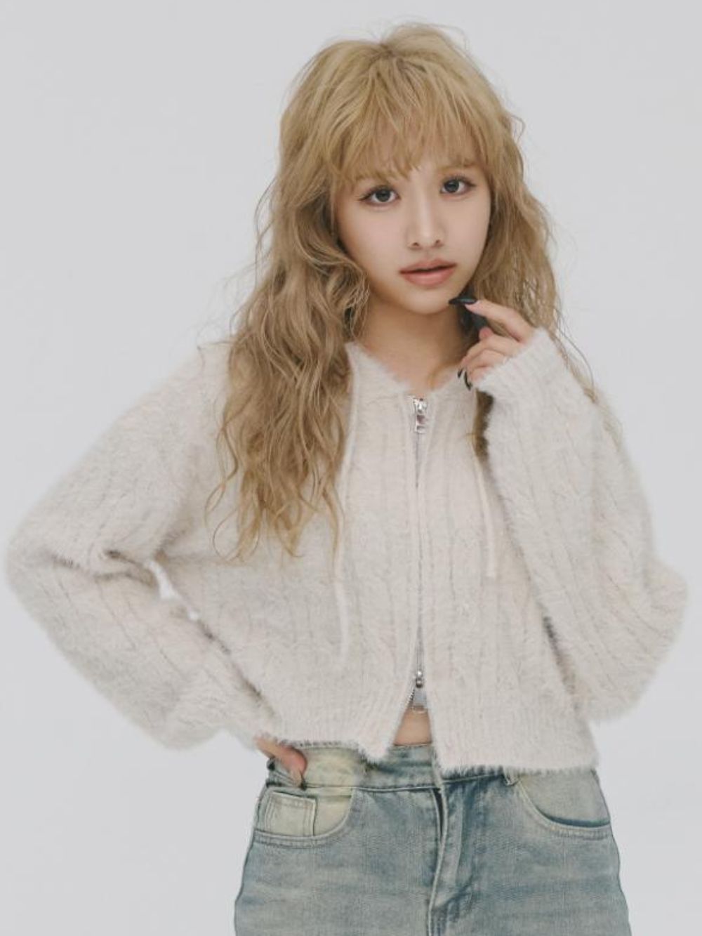 ZIP UP Shaggy KNIT【MAYA select by Mililoa】