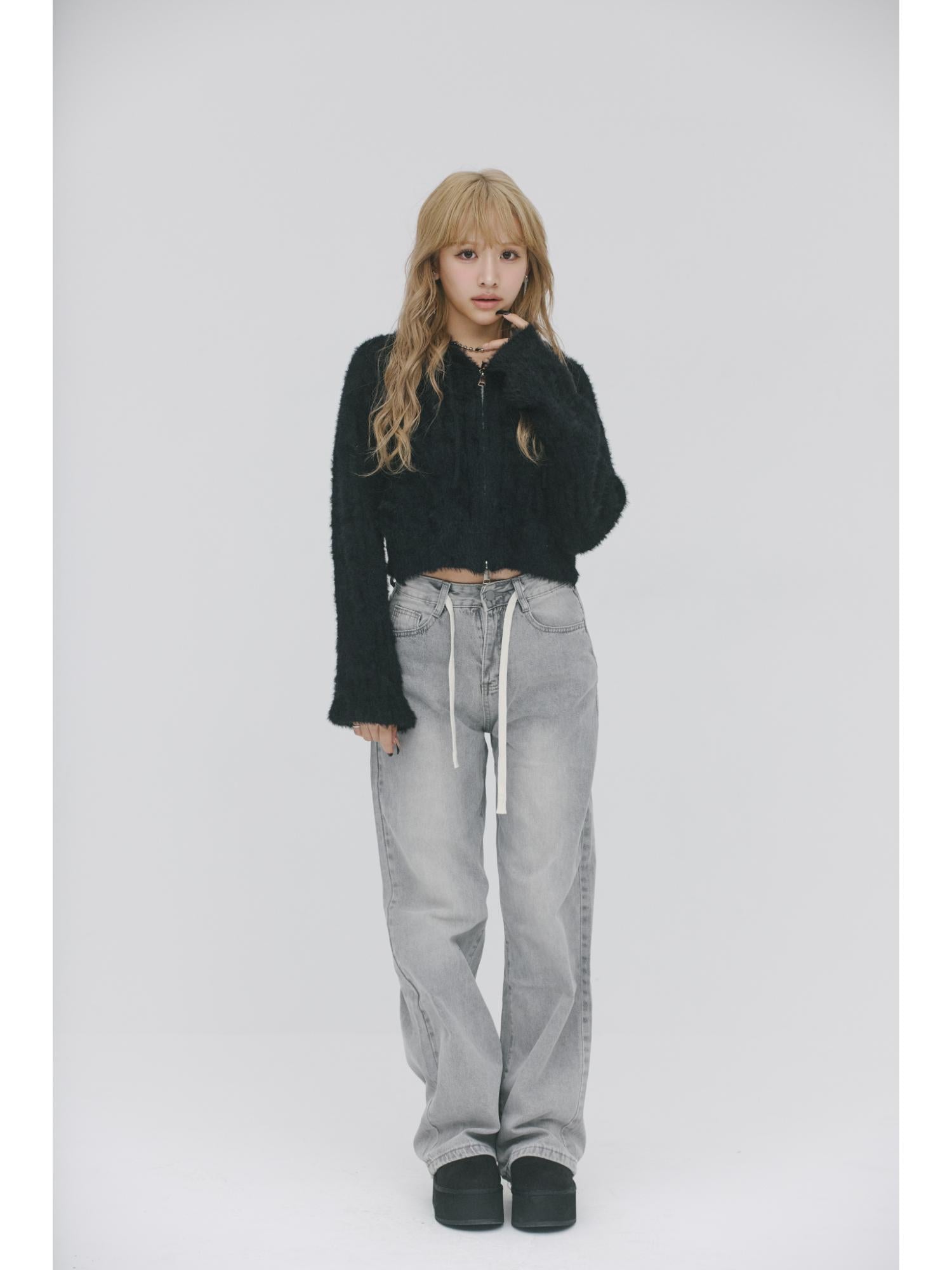 ZIP UP Shaggy KNIT【MAYA select by Mililoa】