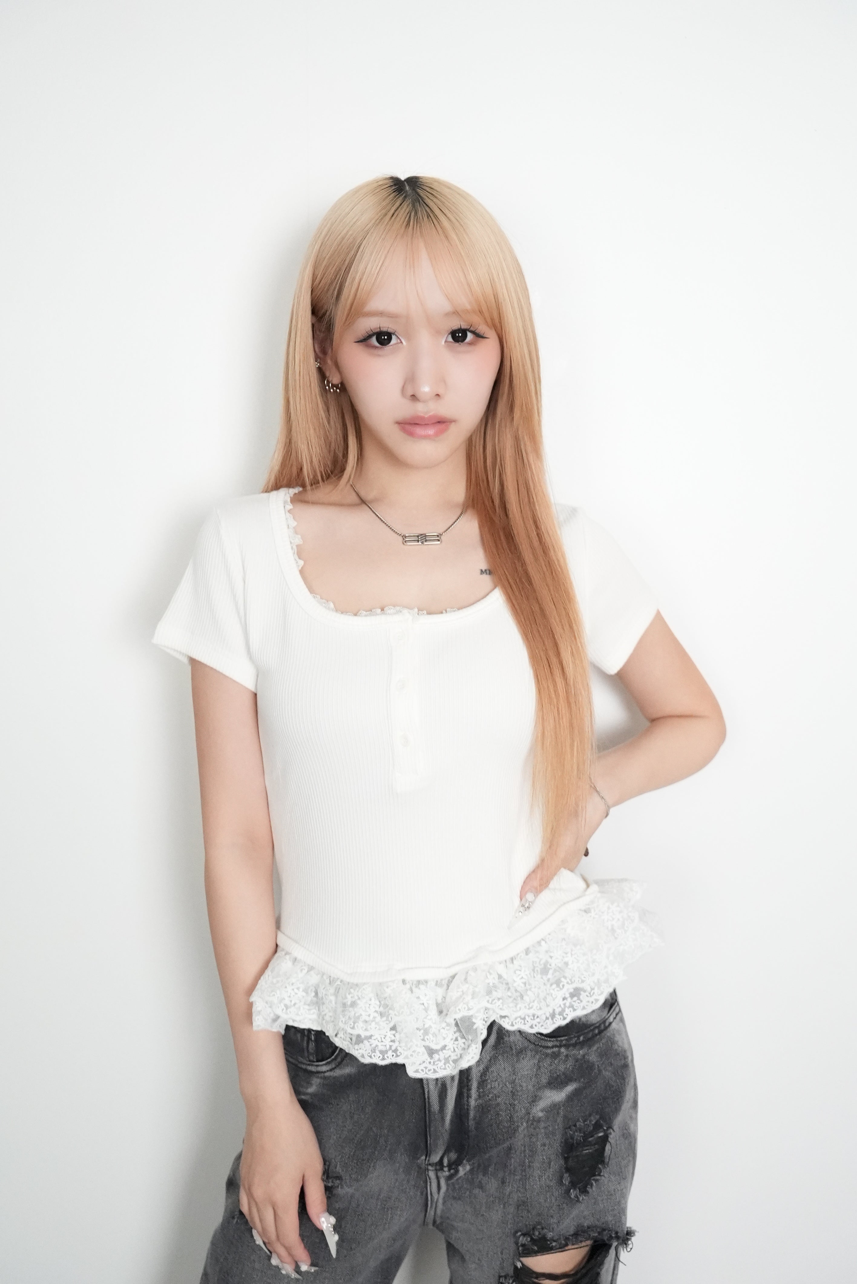 Rib Lace Layered TEE【MAYA select by Mililoa】