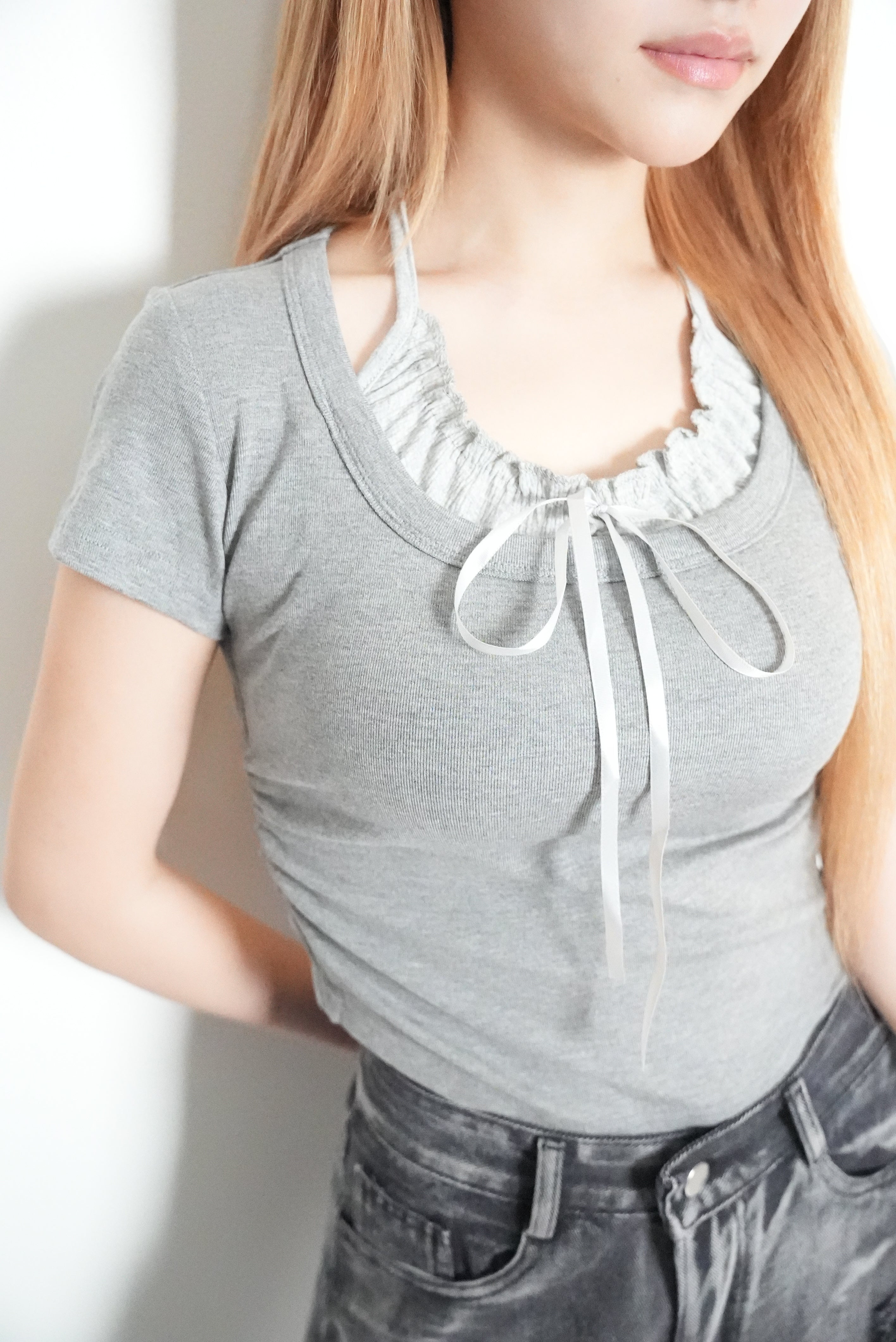 Side Shirring Ribbon TEE 【MAYA select by Mililoa】